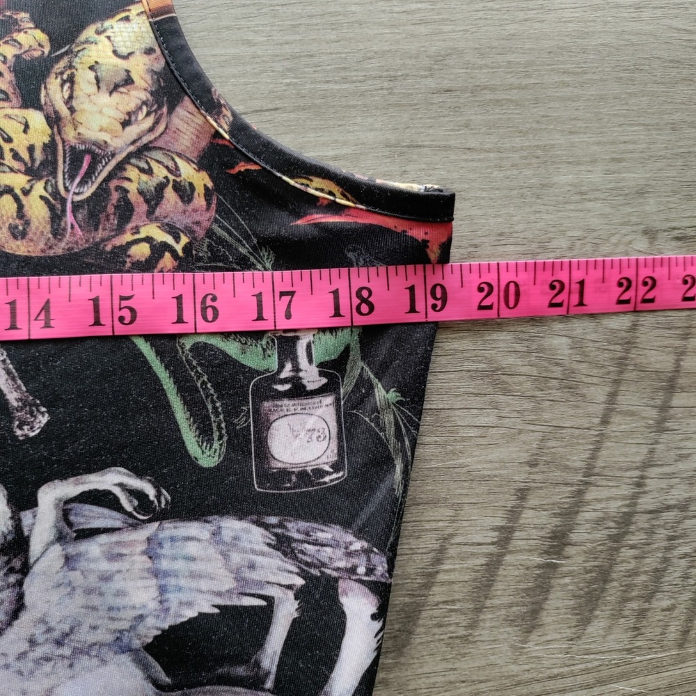 Magical Creatures Black Mini Dress with Multi-Color Graphic Print - Picture 4 of 6